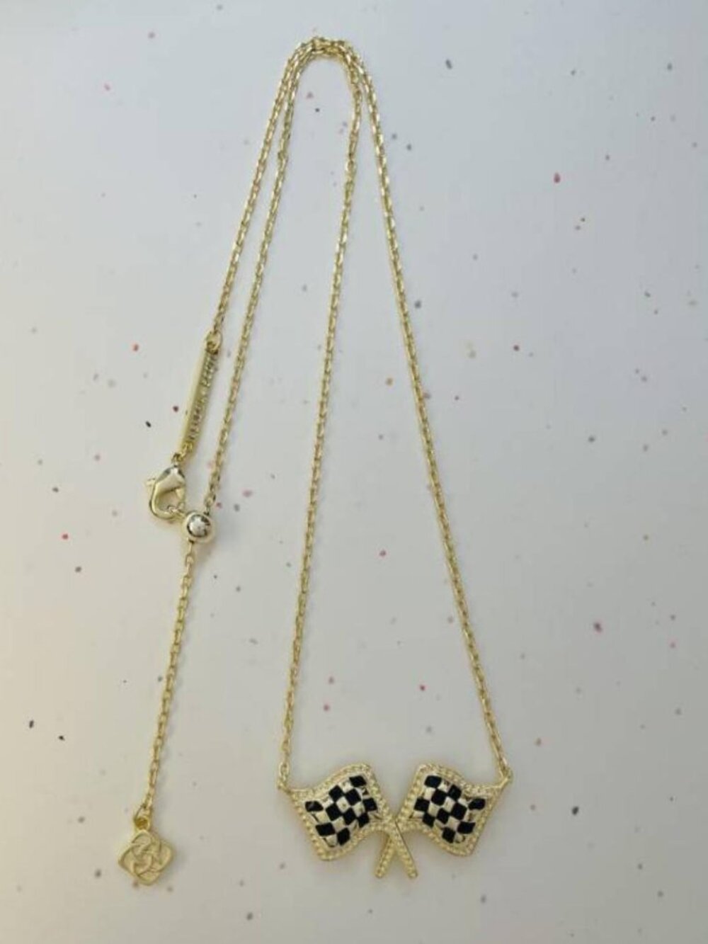 Kendra scott Gold Checkered Flag Necklace